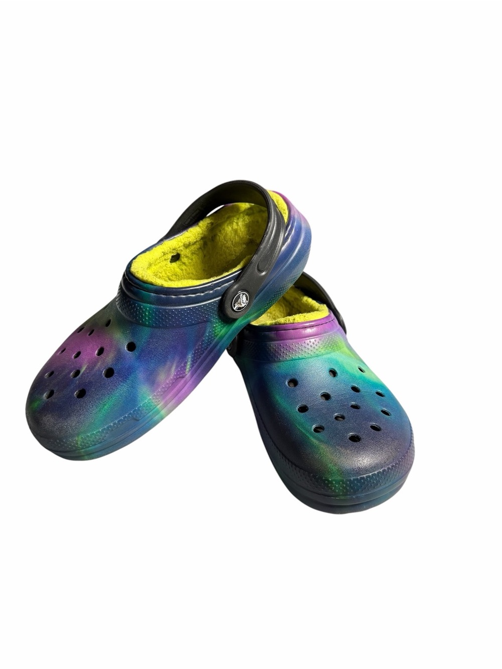Kids Multicolor Fleece-Lined Clog - Purple/Blue/Green Size 2 J - Picture 10 of 11